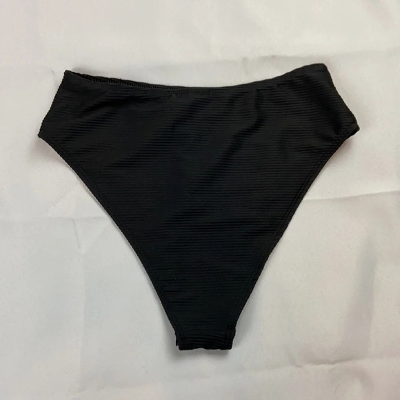 TopShop Black Hi-Cut Ribbed Swimsuit Bottom Size 6 - Picture 3 of 7